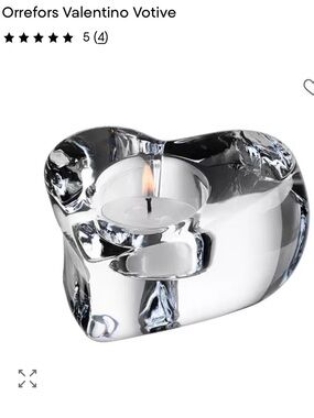 Orrefors Valentino Clear Glass Heart Votive Candle Holder